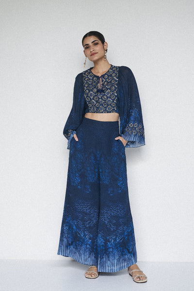 Anita Dongre Roxana Coord Set Blue indian designer wear online shopping melange singapore
