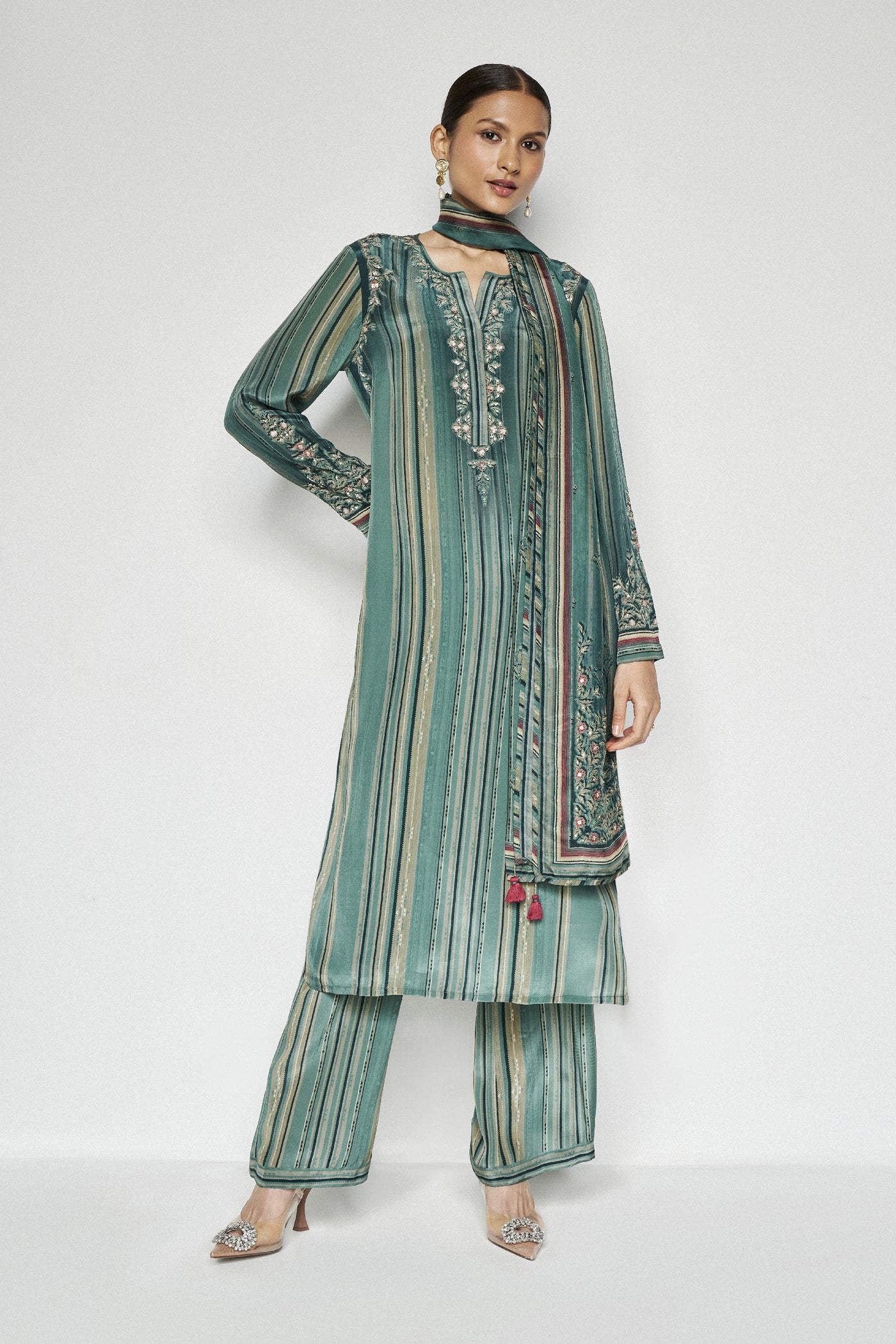 Anita Dongre Rumeha Suit Set Green indian designer wear online shopping melange singapore