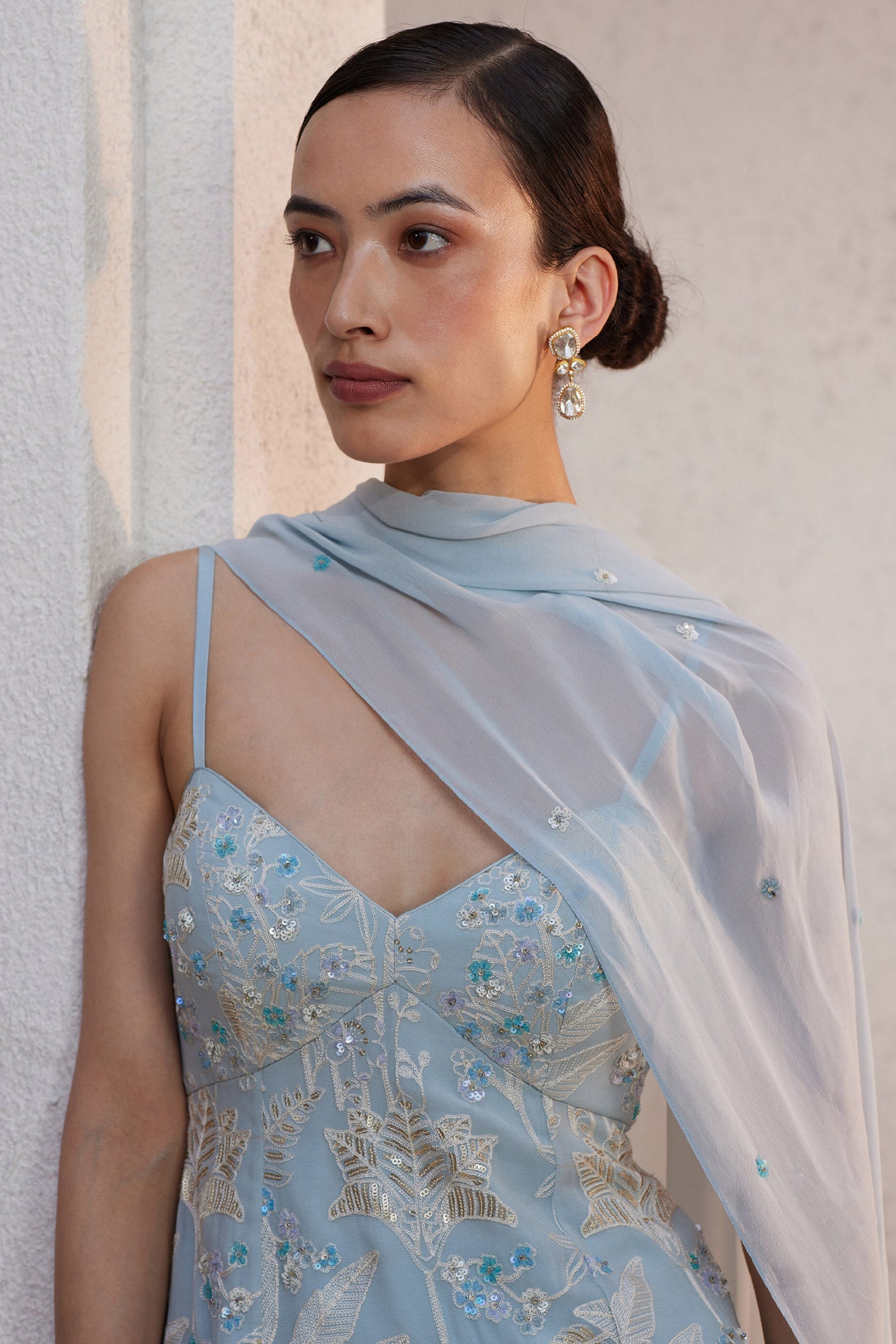 Anita Dongre Sabia Suit Set Powder Blue Indian designer wear online shopping melange singapore