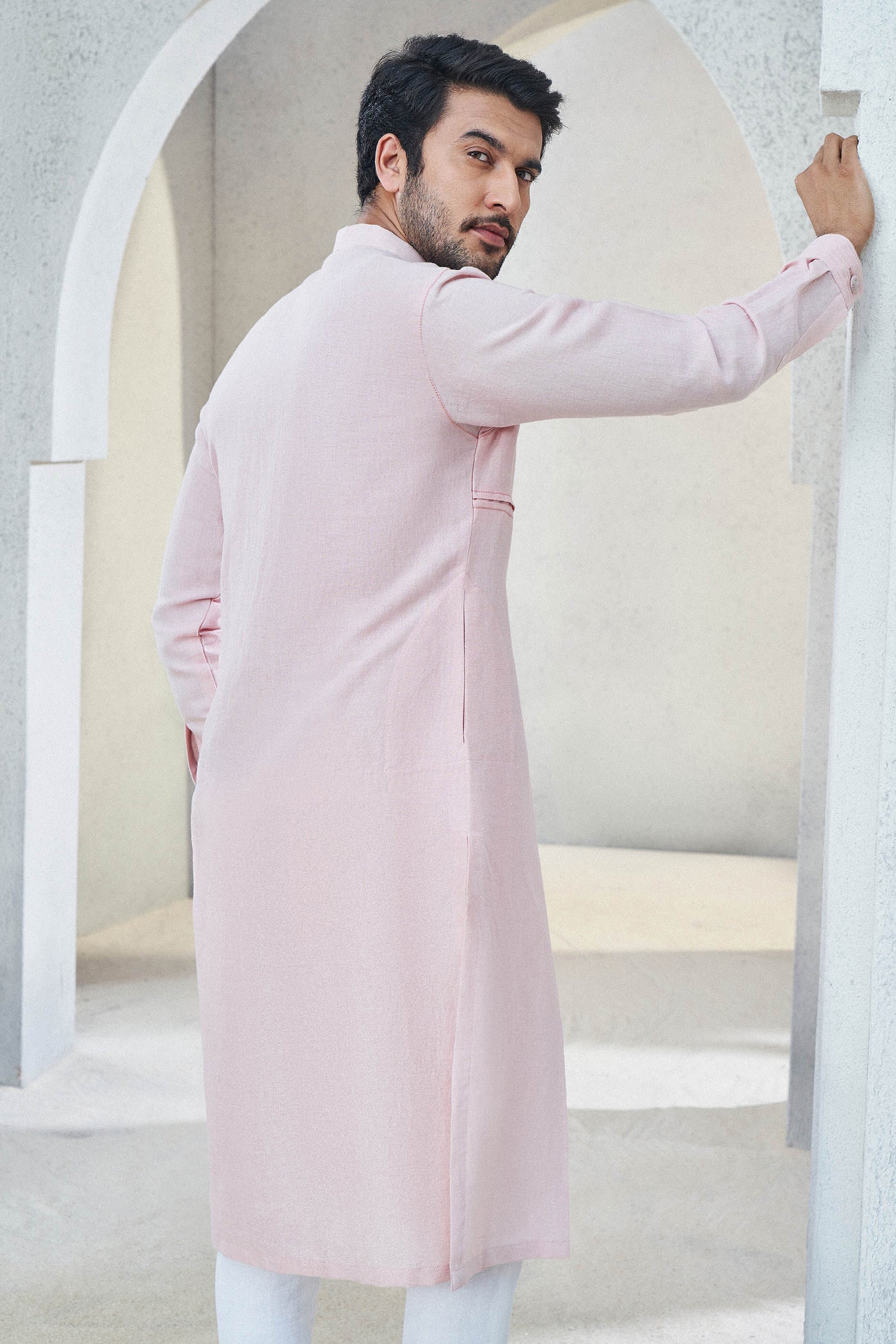 Anita Dongre Menswear Saihaj Kurta Rose Wood Indian designer wear online shopping melange singapore