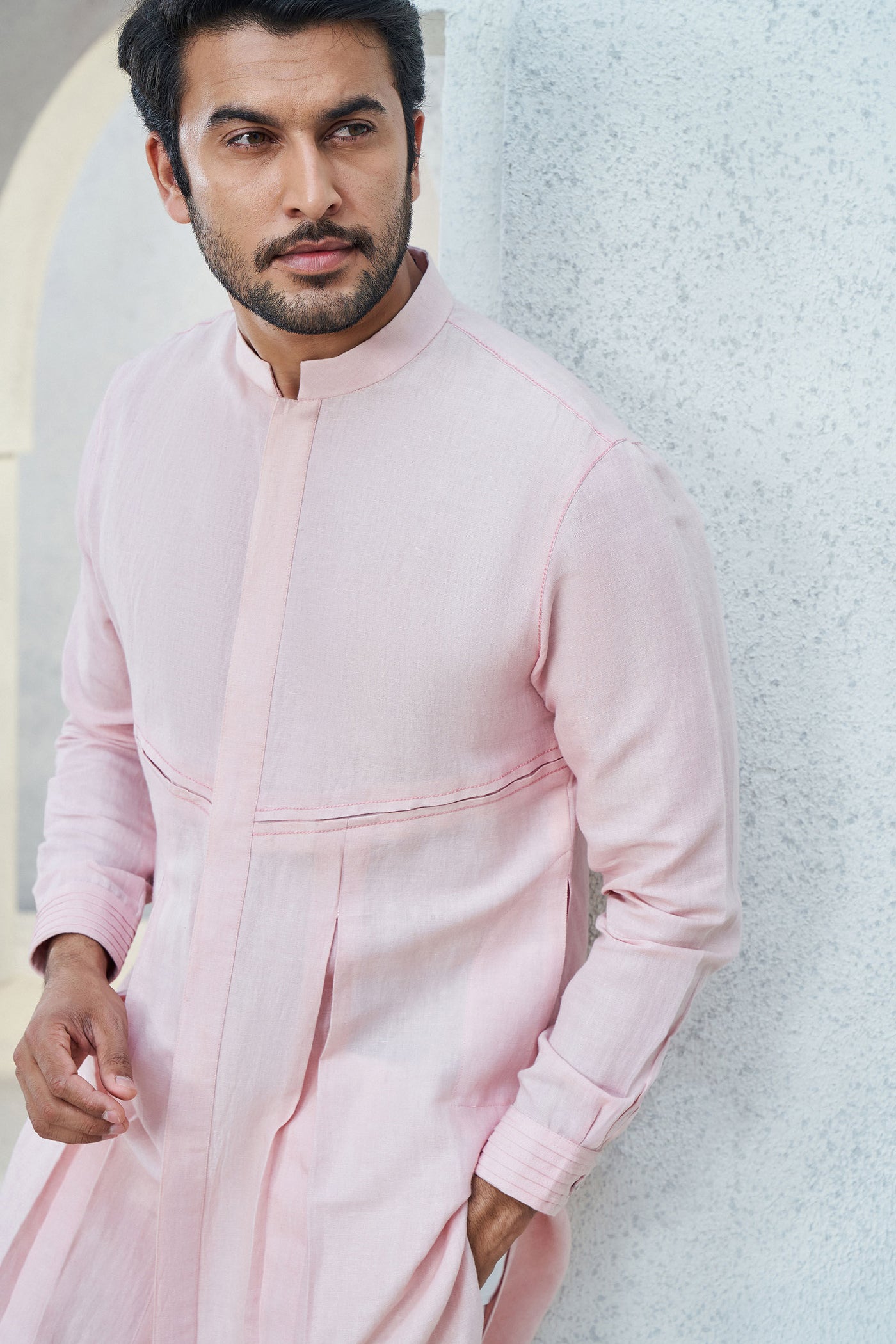 Anita Dongre Menswear Saihaj Kurta Rose Wood Indian designer wear online shopping melange singapore