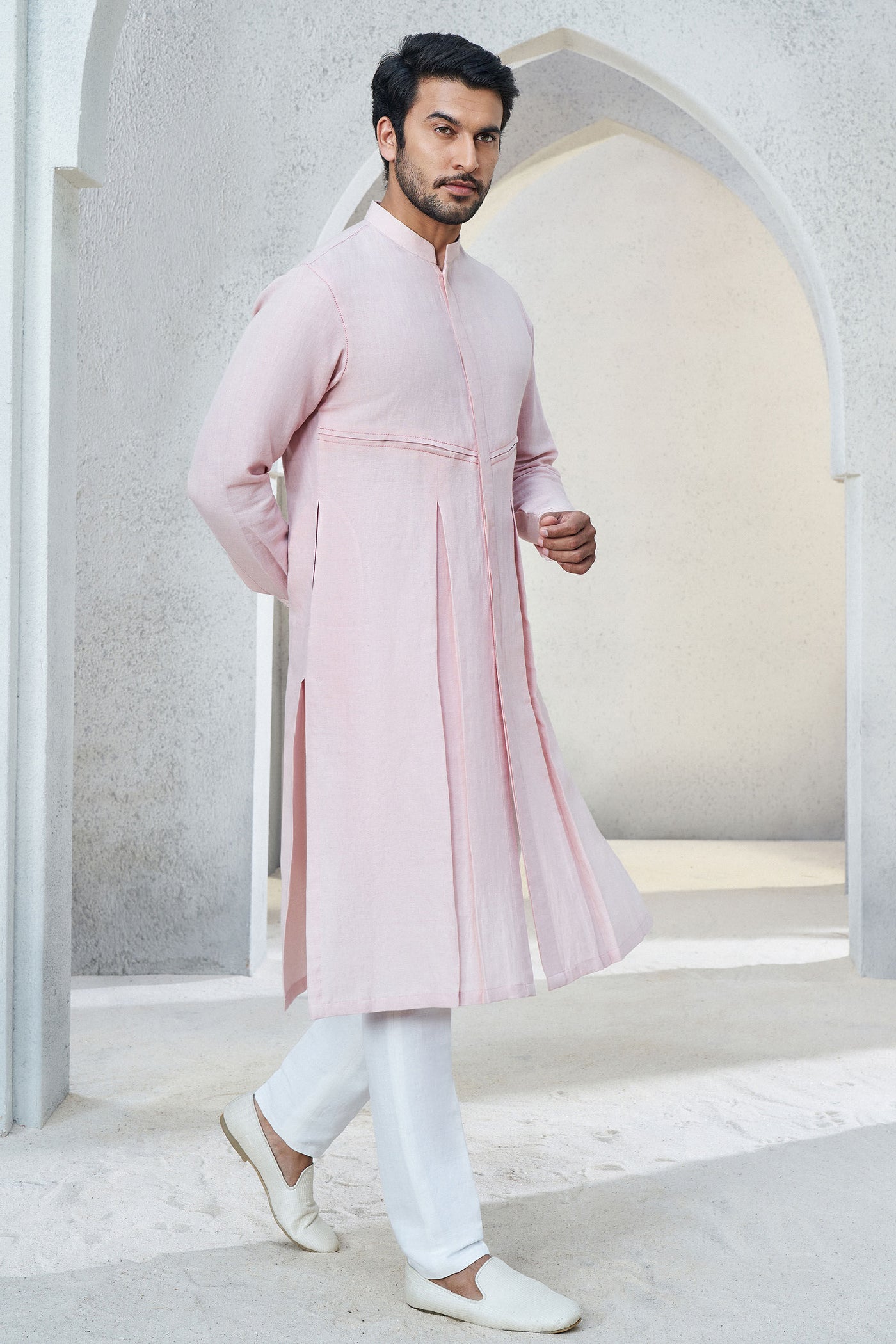 Anita Dongre Menswear Saihaj Kurta Rose Wood Indian designer wear online shopping melange singapore