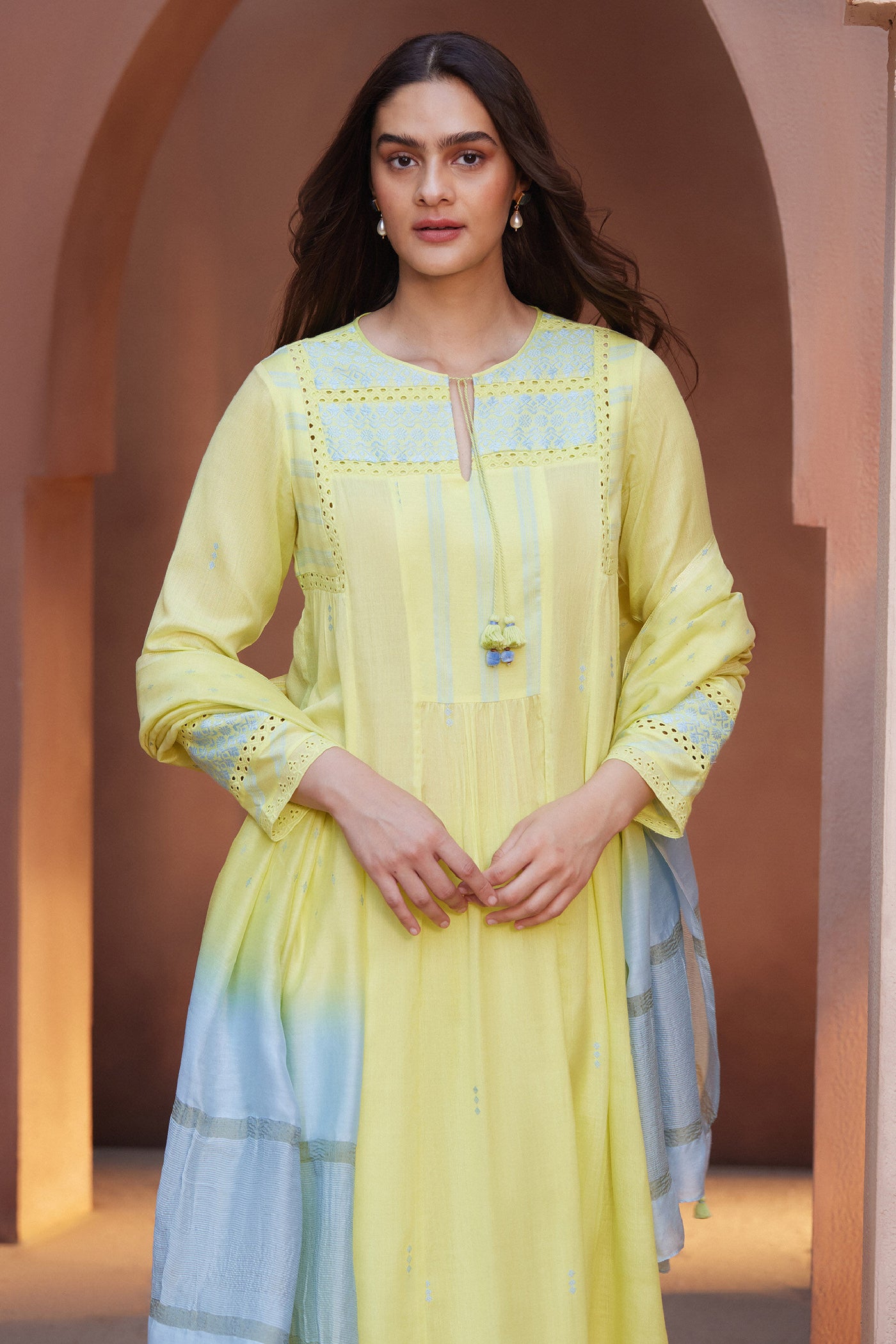 Anita Dongre Salmi Suit Set Lime Indian designer wear online shopping melange singapore