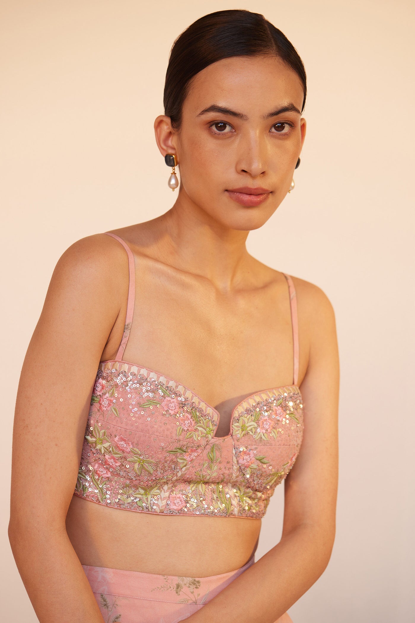 Anita Dongre Sama Crop Top Pant Set Blush indian designer wear online shopping melange singapore