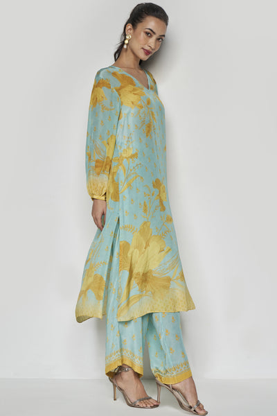 Anita Dongre Sama Kurta Set Aqua indian designer wear online shopping melange singapore