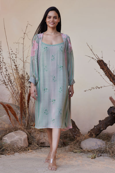 Anita Dongre Sama Overlayer Dress Sage indian designer wear online shopping melange singapore