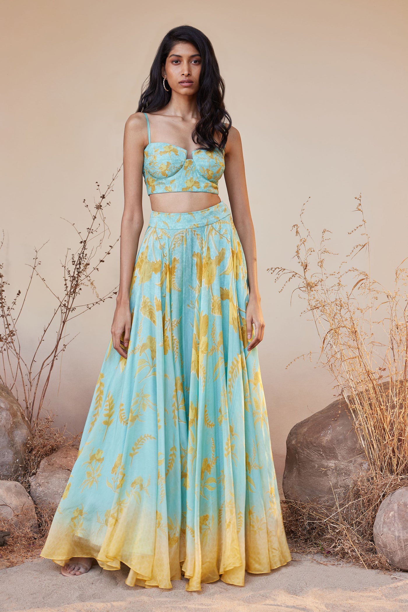 Anita Dongre Sama Skirt Set Aqua indian designer wear online shopping melange singapore