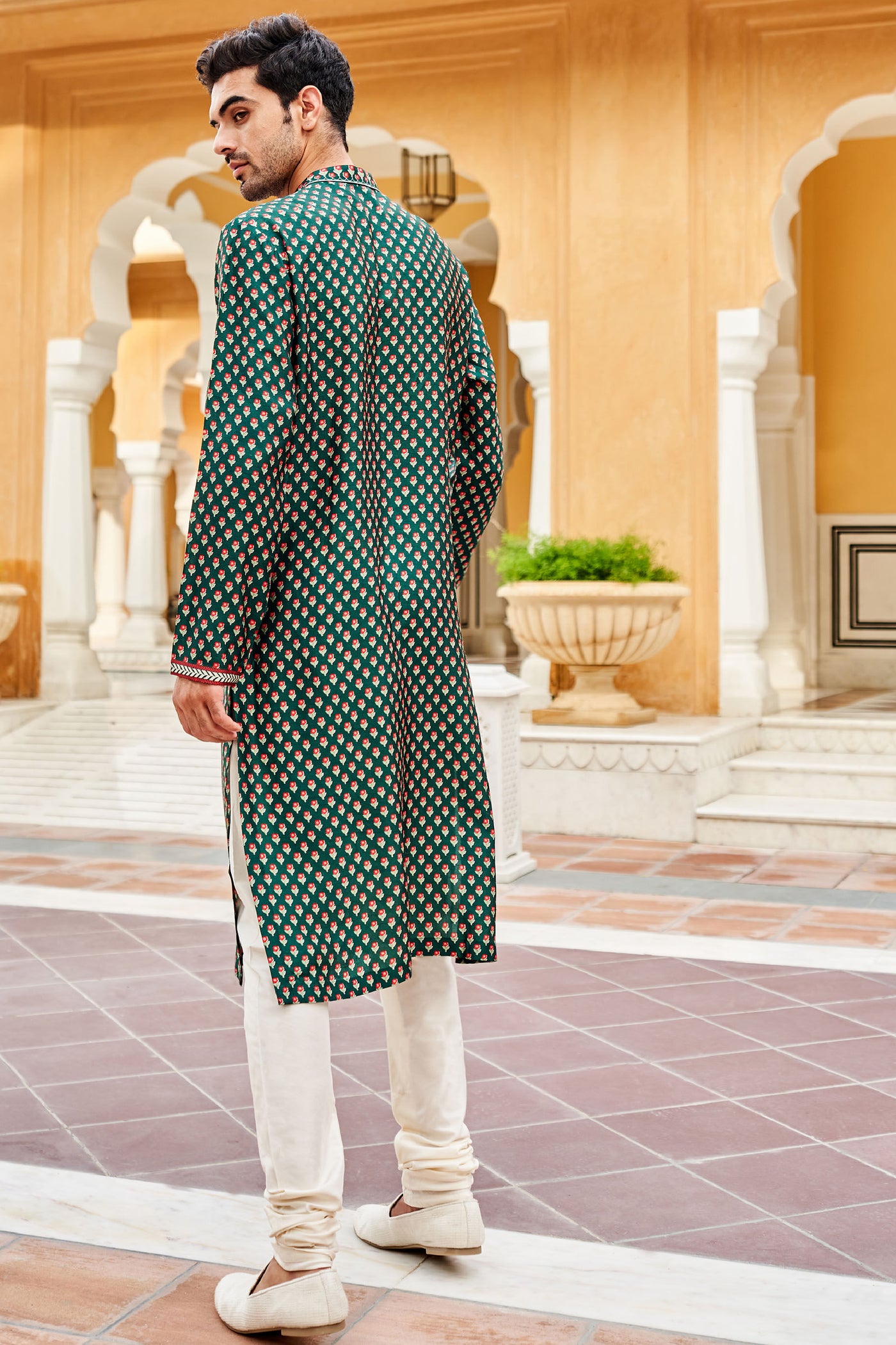 Anita Dongre Menswear Samar Kurta Emerald Green Indian designer wear online shopping melange singapore