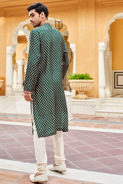 Anita Dongre Menswear Samar Kurta Emerald Green Indian designer wear online shopping melange singapore