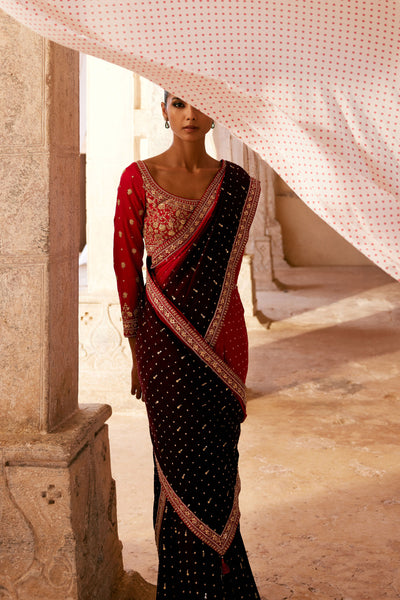 Anita Dongre Sarovar Handcrafted Bandhani Silk Saree Red indian designer wear online shopping melange singapore