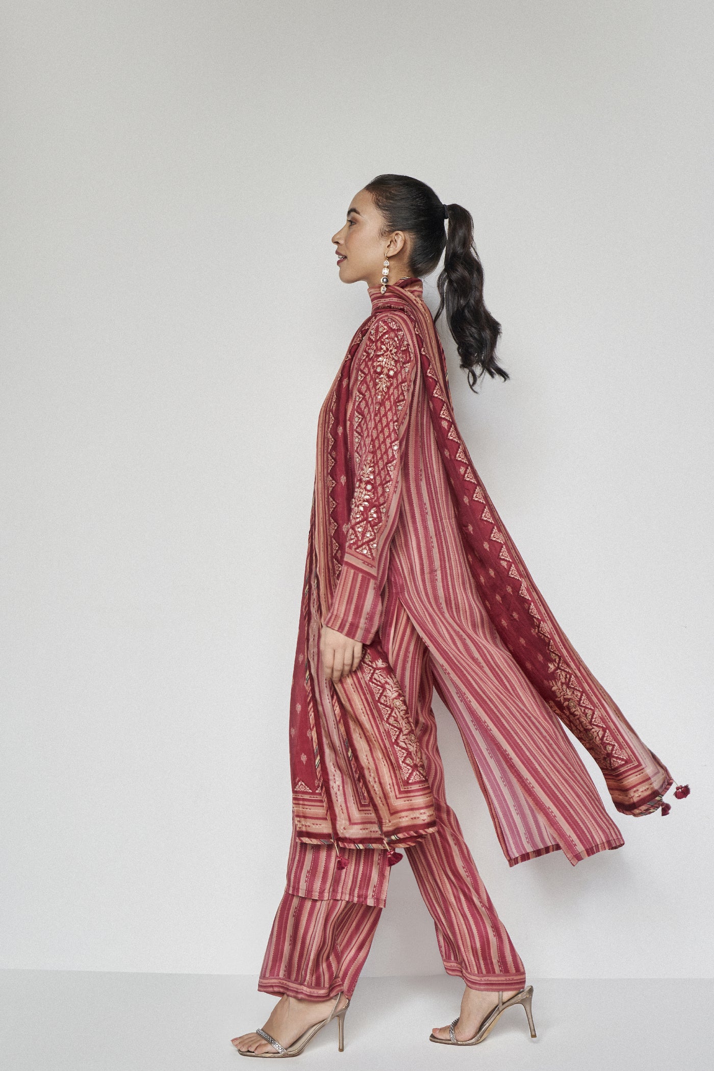 Anita Dongre Savani Suit Set Wine indian designer wear online shopping melange singapore