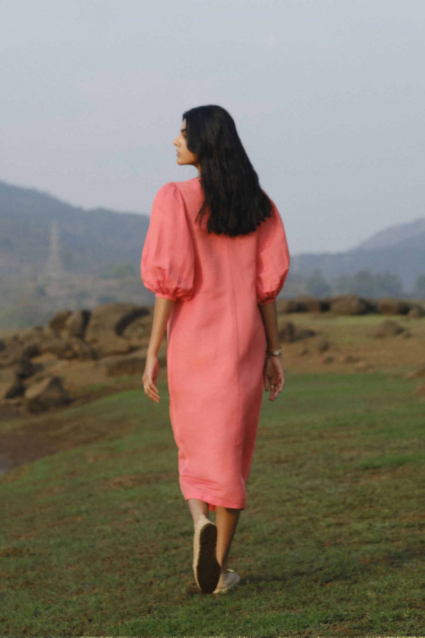 Anita Dongre Savannah Front Slit Dress Coral indian designer wear online shopping melange singapore