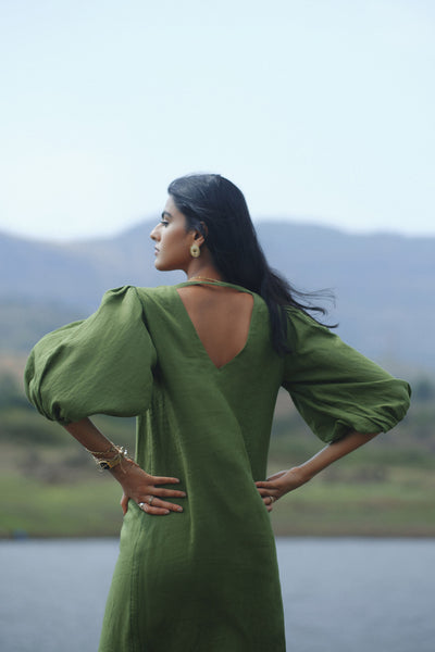 Anita Dongre Savannah Front Slit Dress Green indian designer wear online shopping melange singapore