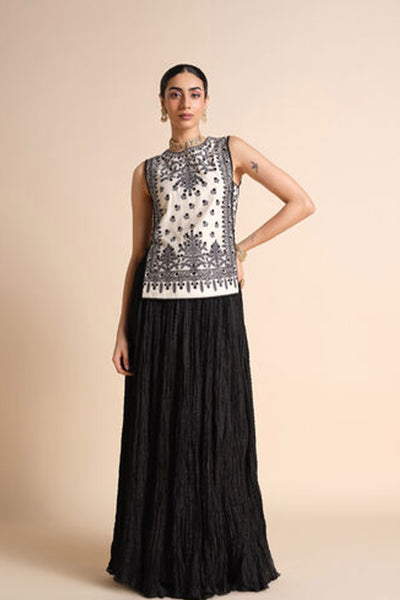 Anita Dongre Sawsan Embroidered Skirt Set White indian designer wear online shopping melange singapore