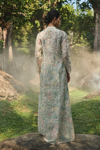 Anita Dongre Sequoia Embroidered Silk Jacket Set Ivory indian designer wear online shopping melange singapore