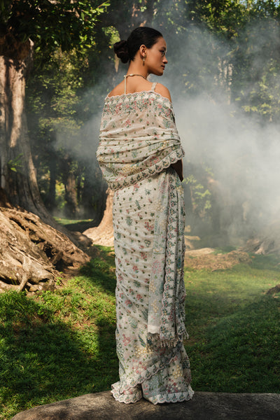 Anita Dongre Sequoia Embroidered Silk Saree Ivory indian designer wear online shopping melange singapore