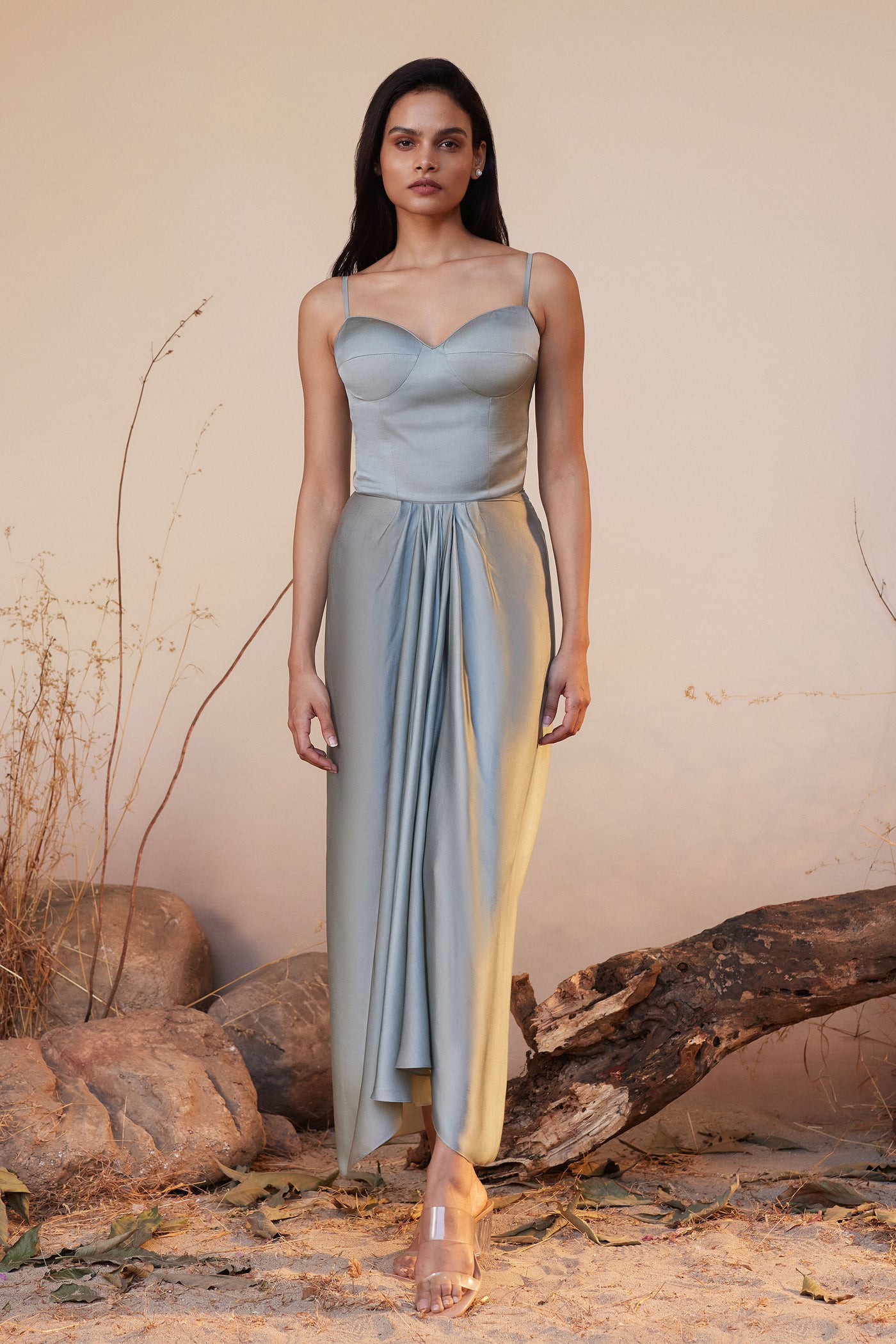 Anita Dongre Shaden Skirt Set Grey indian designer wear online shopping melange singapore
