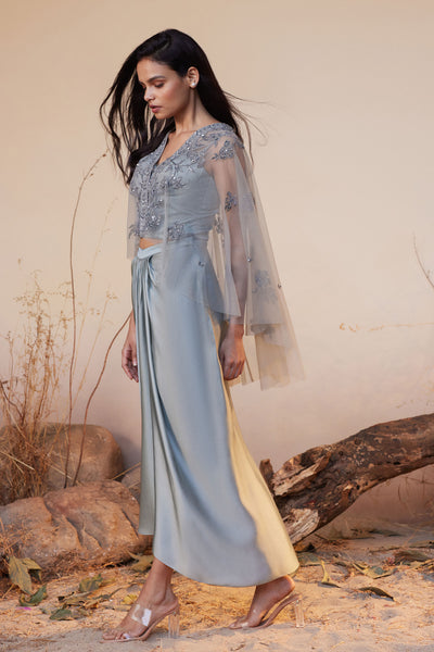 Anita Dongre Shaden Skirt Set Grey indian designer wear online shopping melange singapore