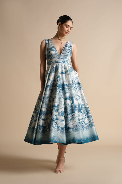 Anita Dongre Shahma Sequin Silk Dress Powder Blue indian designer wear online shopping melange singapore

