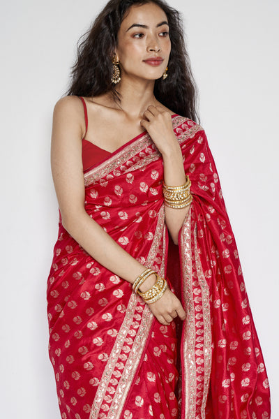 Anita Dongre Shalena Benarasi Saree Red indian designer wear online shopping melange singapore