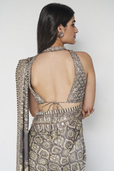 Anita Dongre Shravani Saree Grey indian designer wear online shopping melange singapore