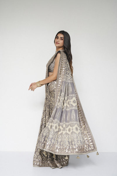 Anita Dongre Shravani Saree Grey indian designer wear online shopping melange singapore
