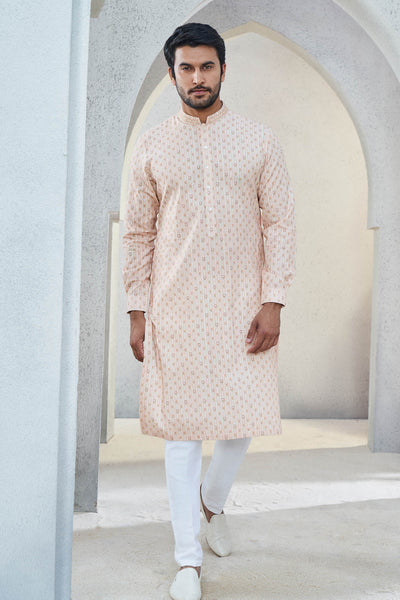 Anita Dongre Menswear Shray Kurta Salmon Indian designer wear online shopping melange singapore