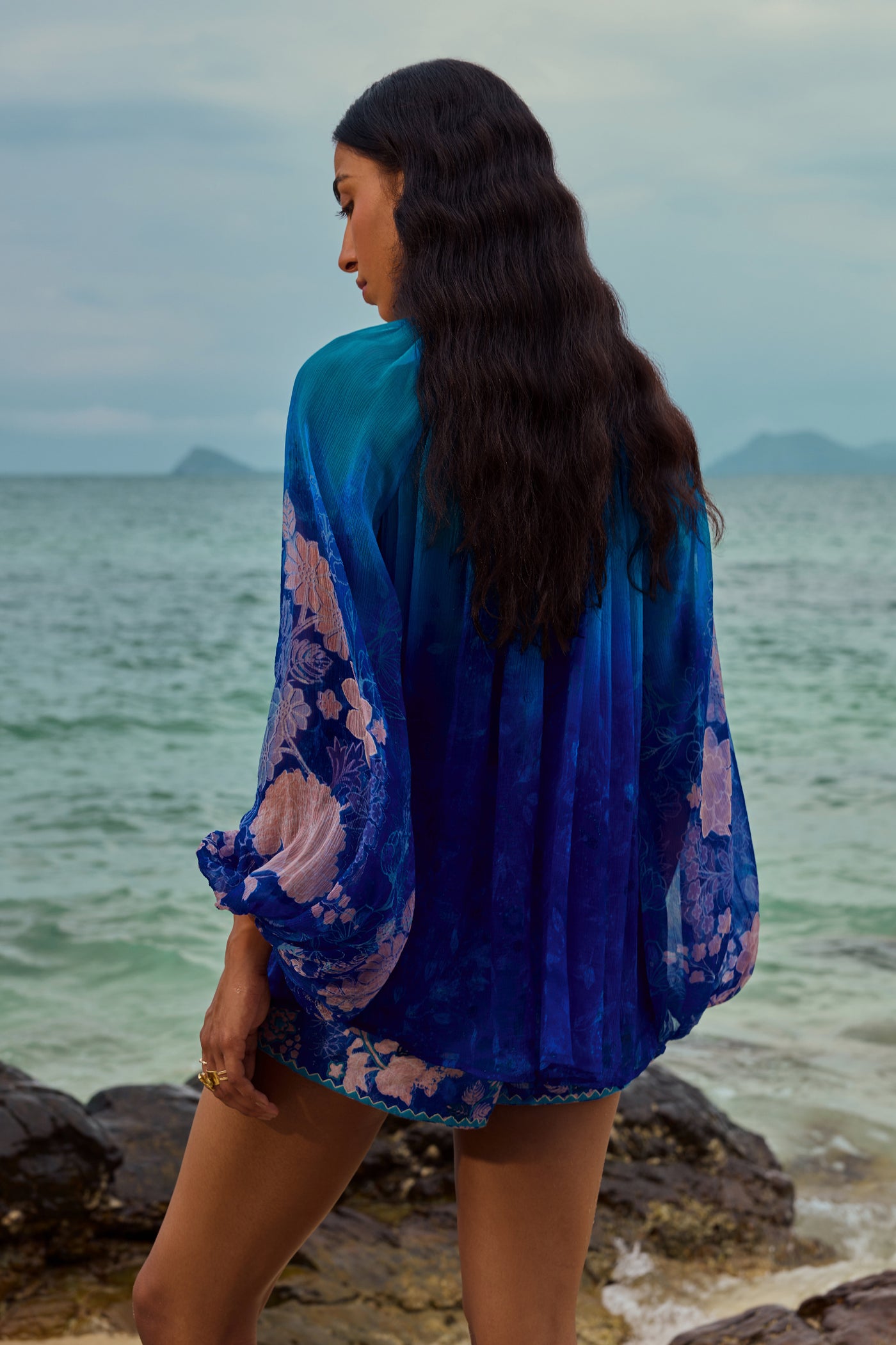 Anita Dongre Shui Shorts Set Indigo indian designer wear online shopping melange singapore