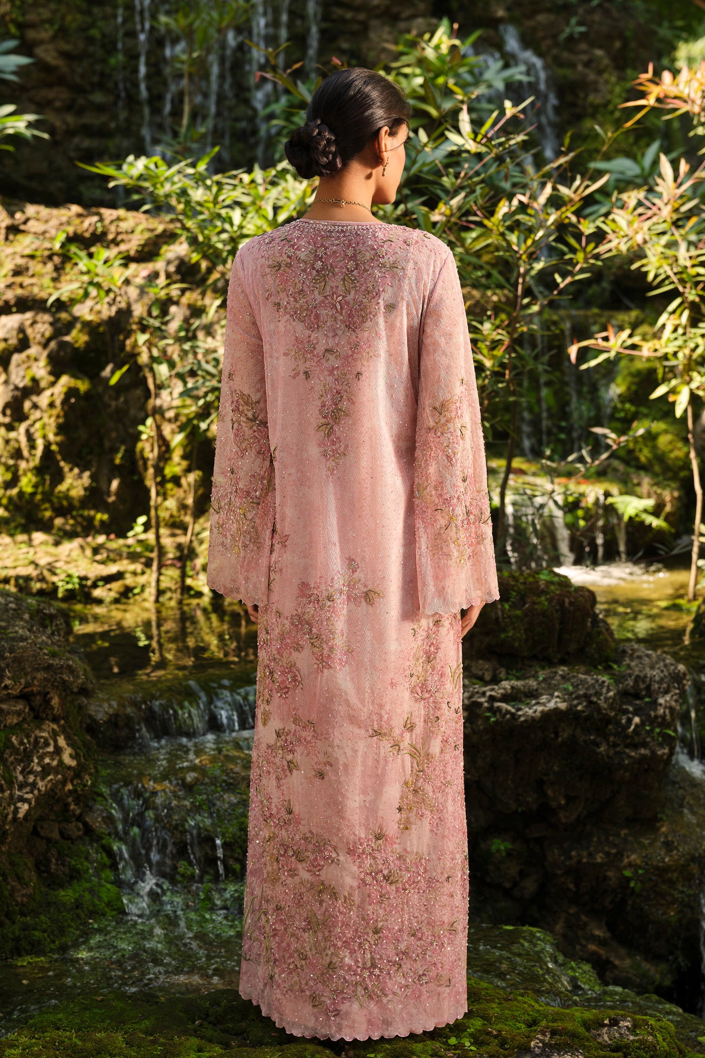 Anita Dongre Silaam Printed Kaftan Blush indian designer wear online shopping melange singapore
