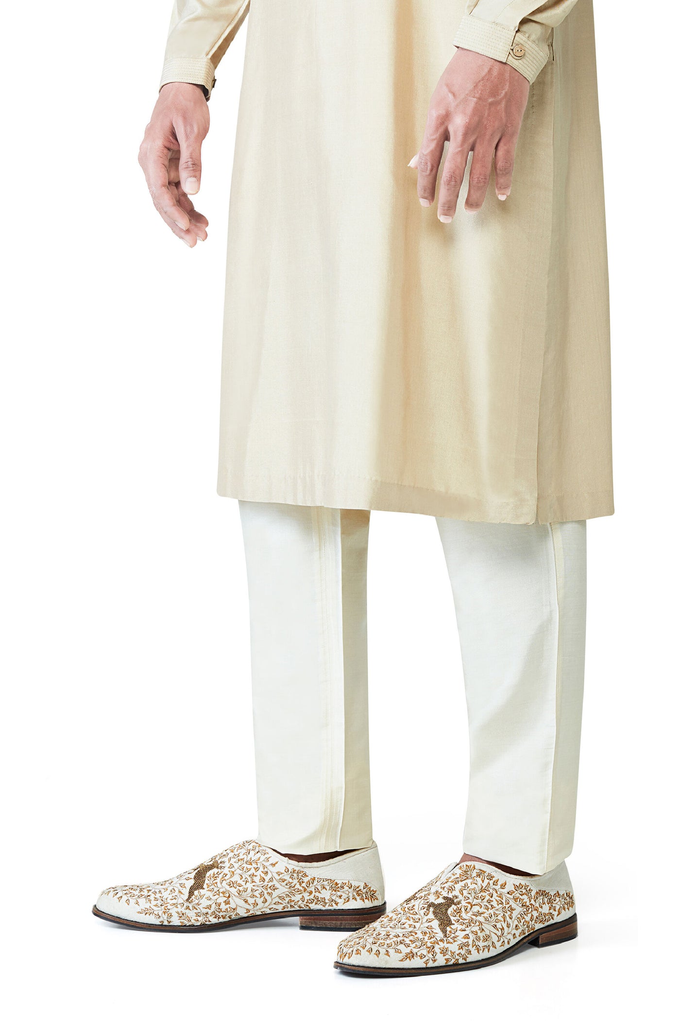 Anita Dongre Silk Trouser Cream Indian designer wear online shopping melange singapore