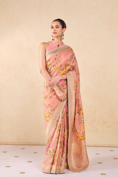 Anita Dongre Siyam Handwoven Benarasi Silk Saree Blush indian designer wear online shopping melange singapore