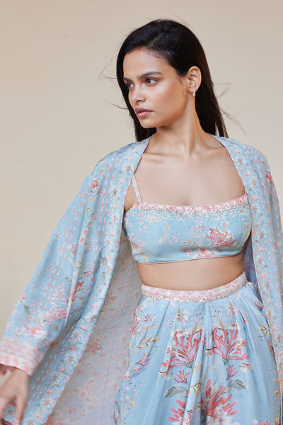 Anita Dongre Sonora Skirt Set Powder Blue indian designer wear online shopping melange singapore
