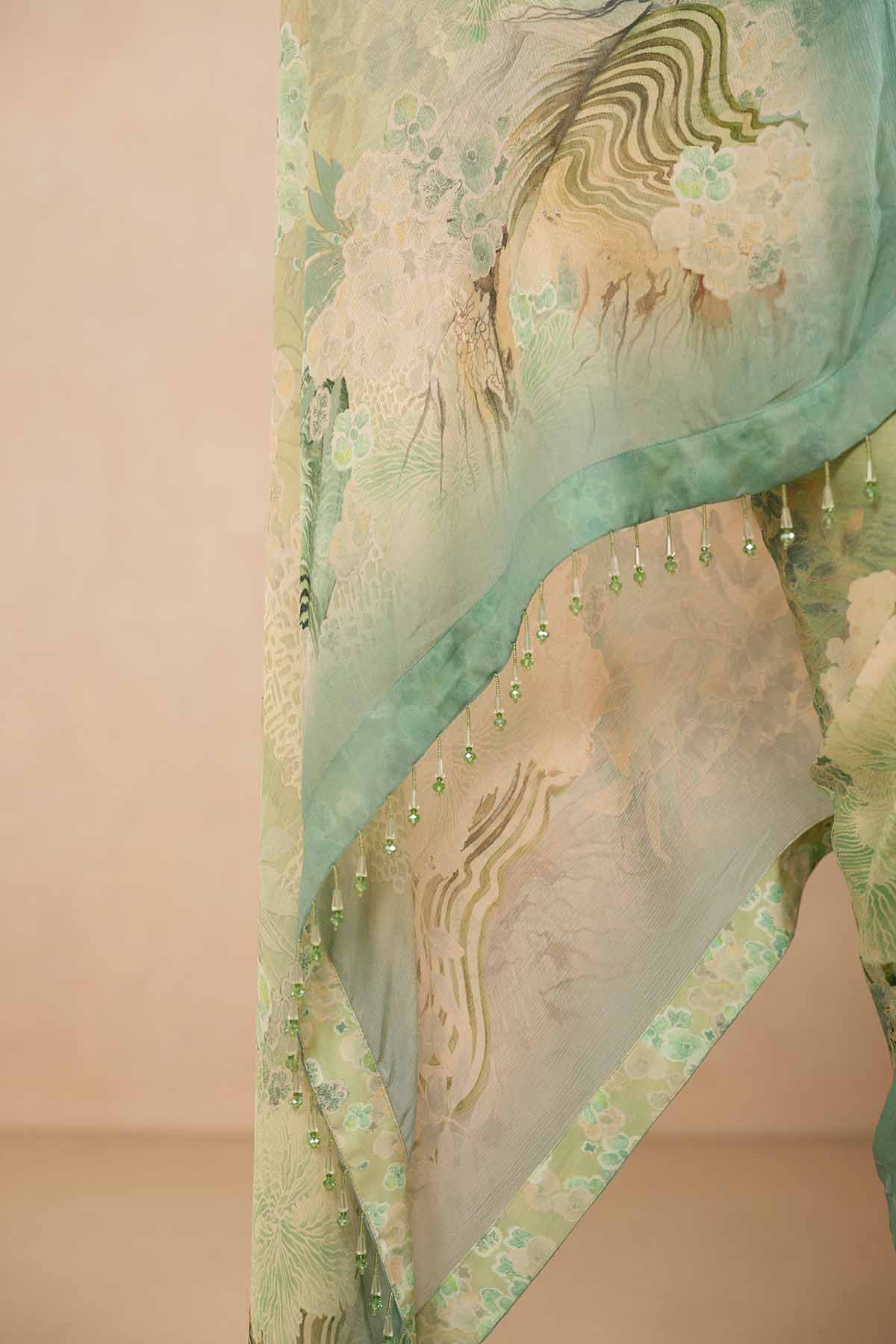 Anita Dongre Suki Bemberg Saree Aqua Indian designer wear online shopping melange singapore 