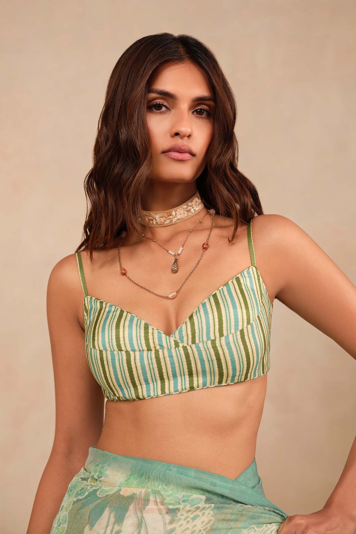 Anita Dongre Suki Bemberg Saree Aqua Indian designer wear online shopping melange singapore 