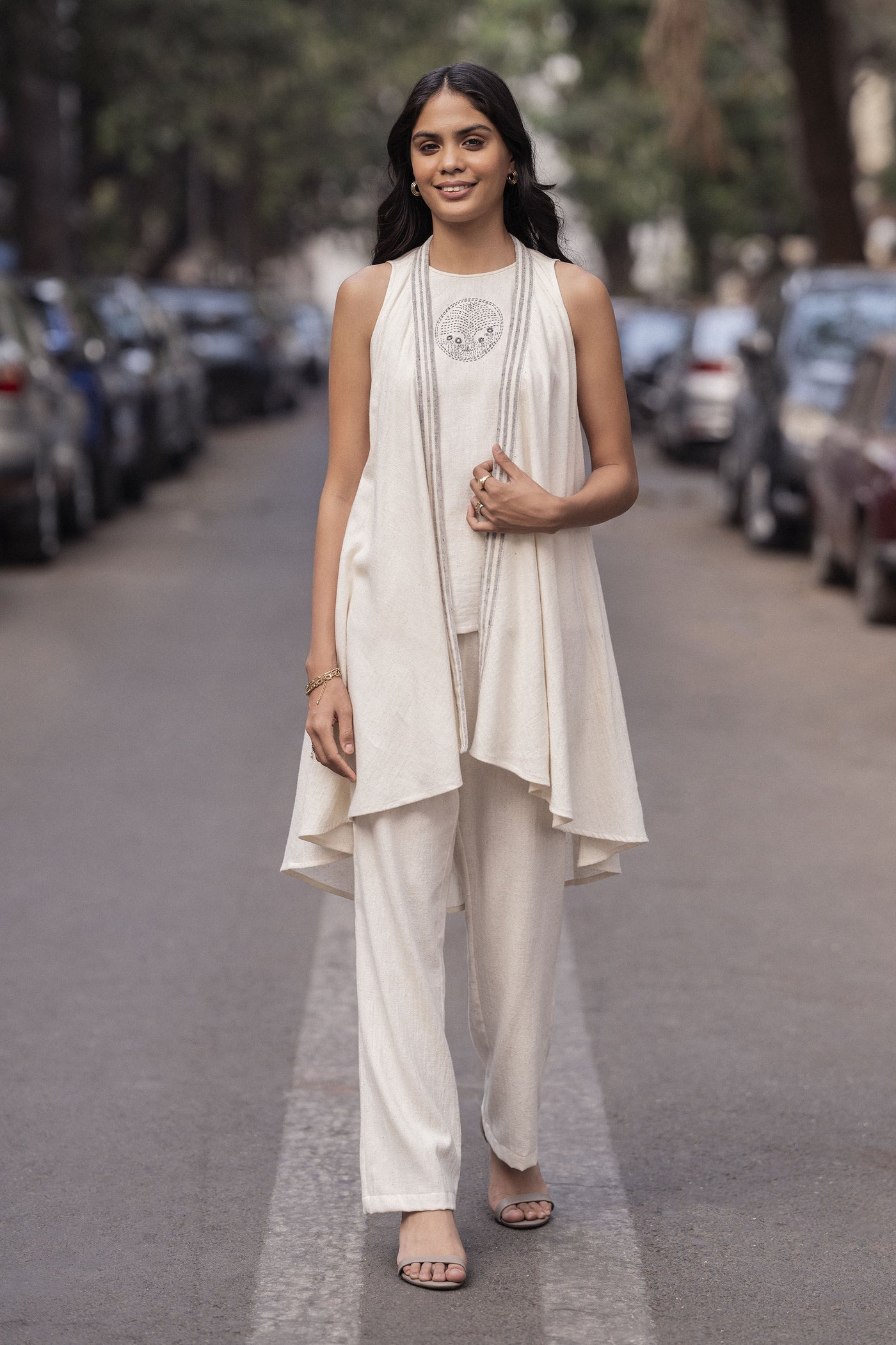 Anita Dongre Sunray Overlayer Set Off White indian designer wear online shopping melange singapore