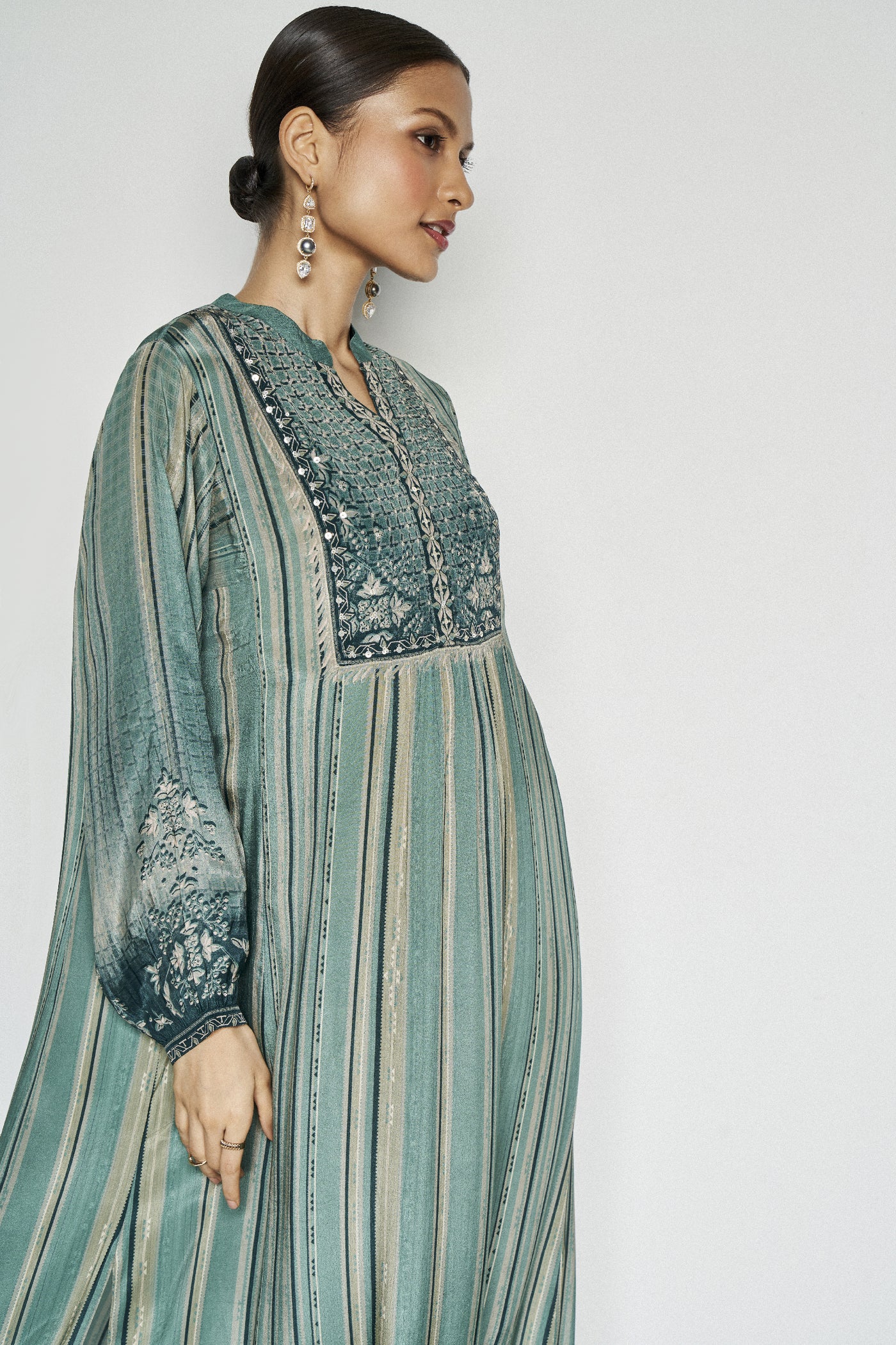 Anita Dongre Tafari Kaftan Green indian designer wear online shopping melange singapore