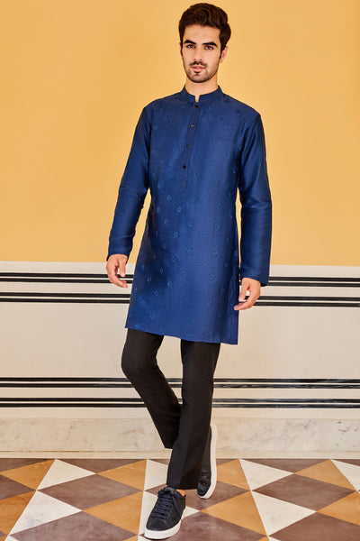 Anita Dongre Menswear Tavish Kurta Navy Indian designer wear online shopping melange singapore