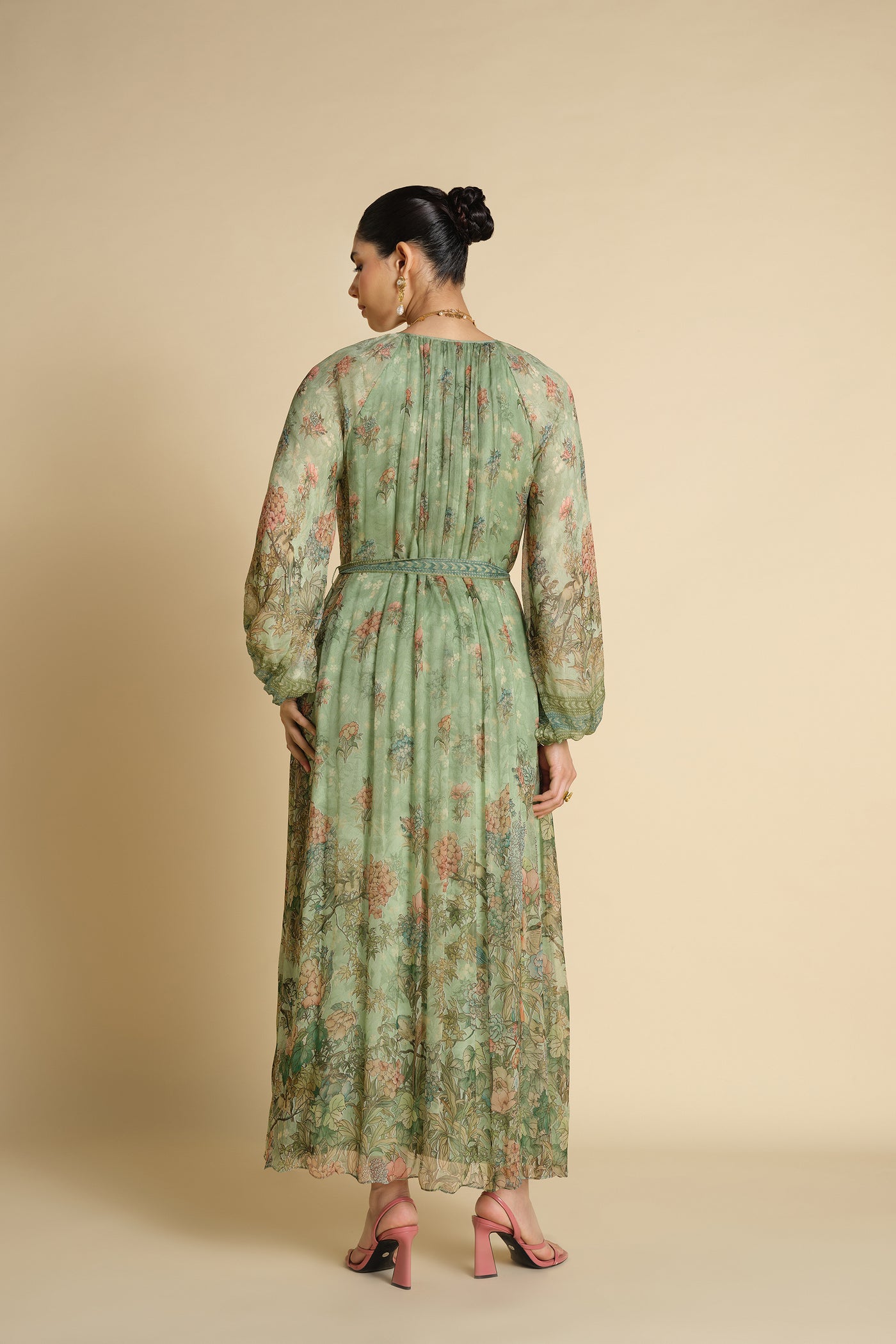 Anita Dongre Tayma Printed Kaftan Sage indian designer wear online shopping melange singapore