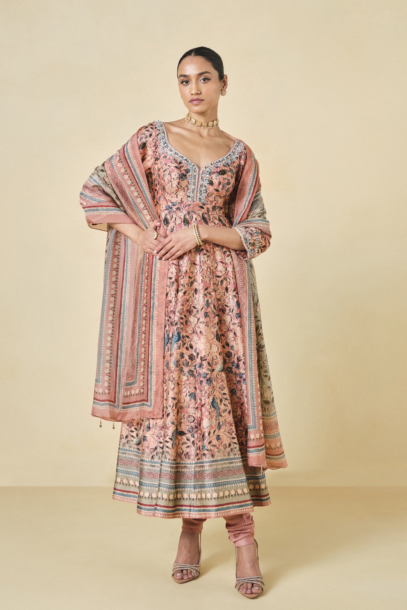 Anita Dongre Themis Anarkali Set Blush indian designer wear online shopping melange singapore