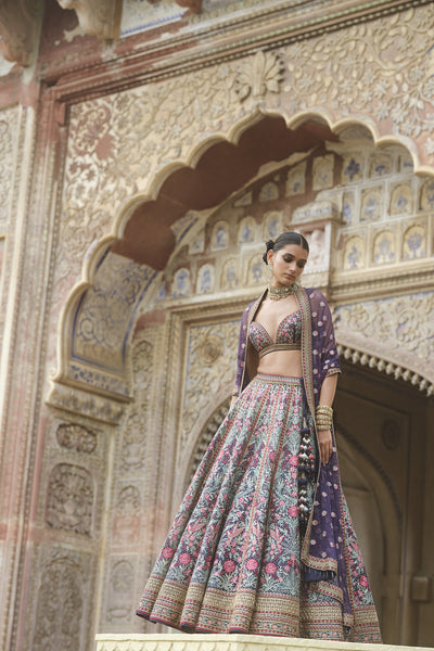Anita Dongre Toyam Embroidered Zardozi Silk Lehenga Set indian designer wear online shopping melange singapore
