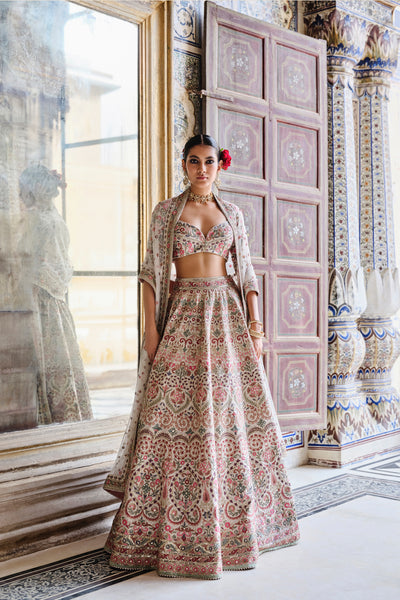 Anita Dongre Tridha Embroidered Zardozi Silk Lehenga Set indian designer wear online shopping melange singapore