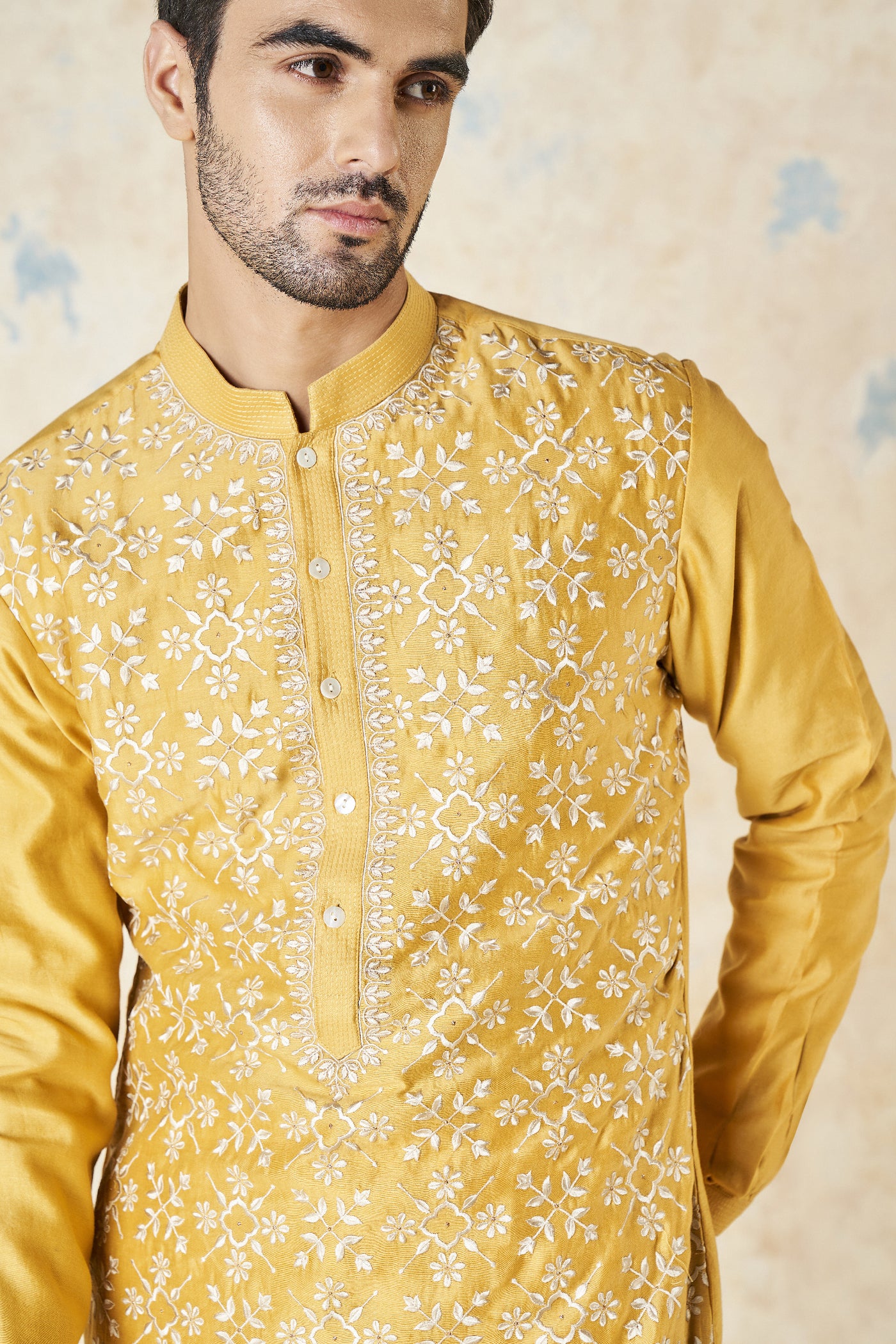 Anita Dongre Udyan Kurta Mustard indian designer wear online shopping melange singapore