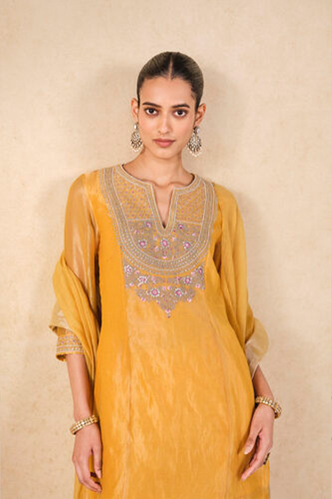 Anita Dongre Umbra Embroidered Sharara Set Yellow indian designer wear online shopping melange singapore