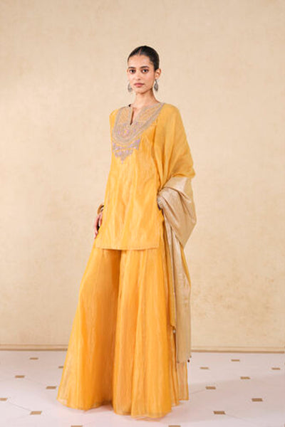 Anita Dongre Umbra Embroidered Sharara Set Yellow indian designer wear online shopping melange singapore