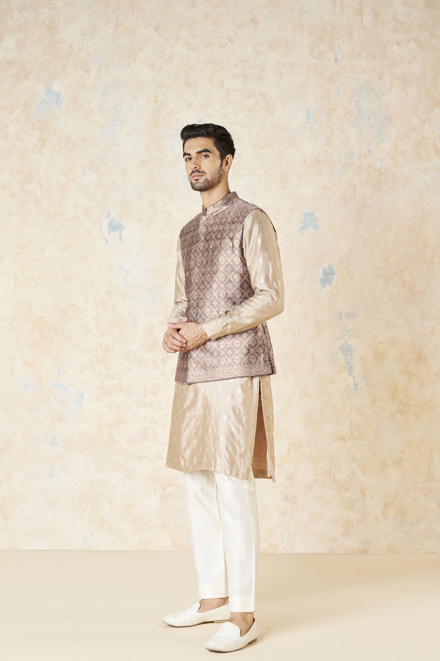 Anita Dongre Unman Nehru Jacket Gold indian designer wear online shopping melange singapore