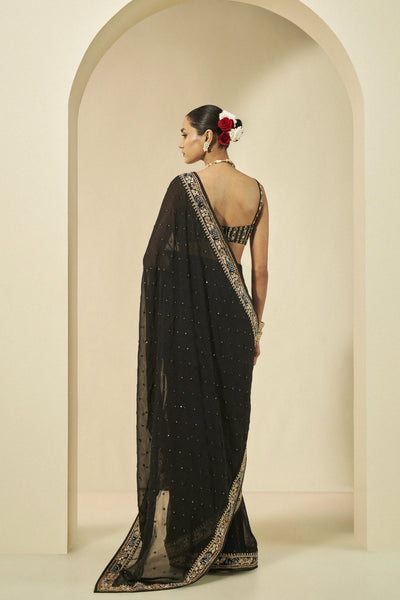 Anita Dongre Vanani Embroidered Gota Patti Georgette Saree Black indian designer wear online shopping melange singapore