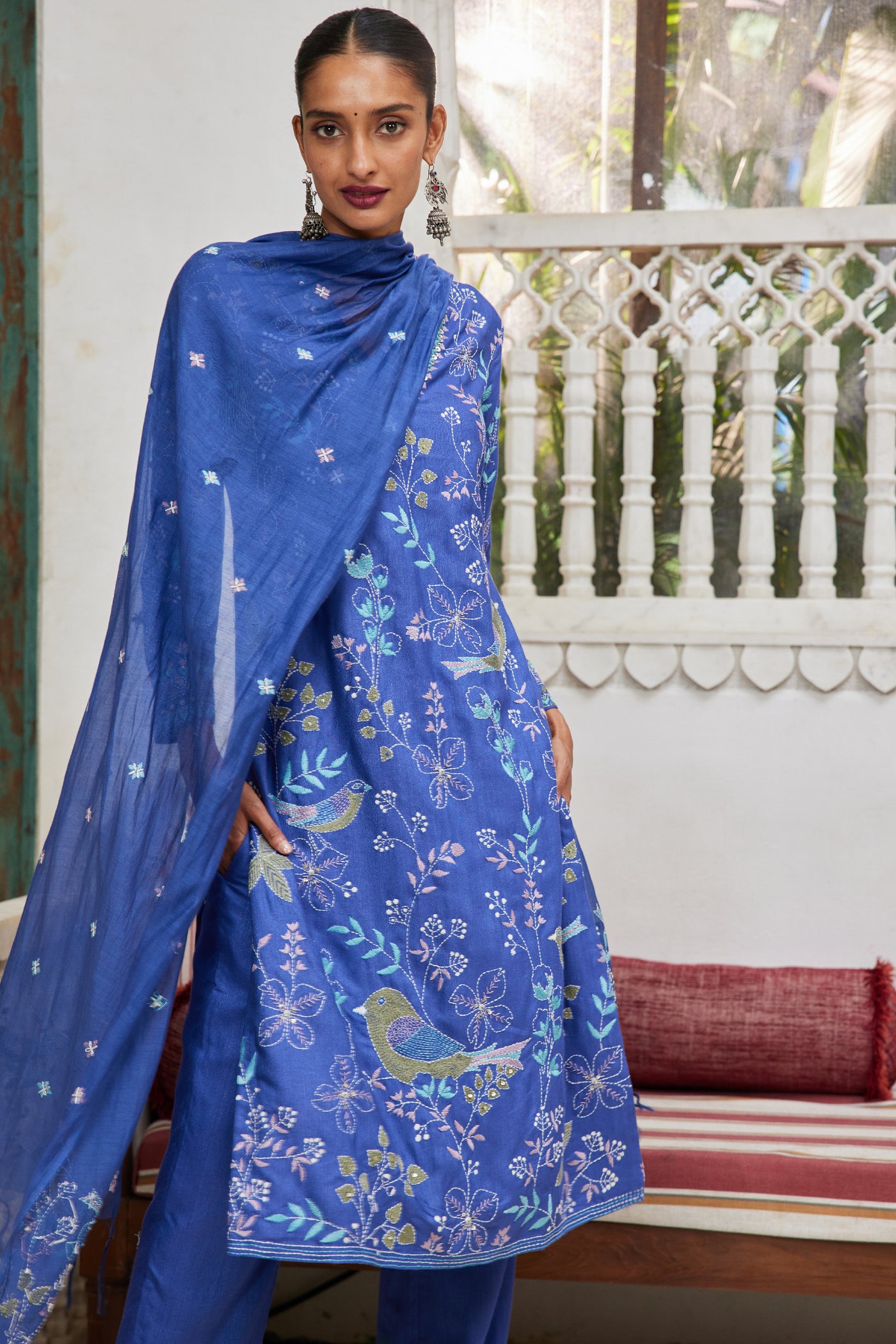 Anita Dongre Vanhi Suit Set Blue indian designer wear online shopping melange singapore