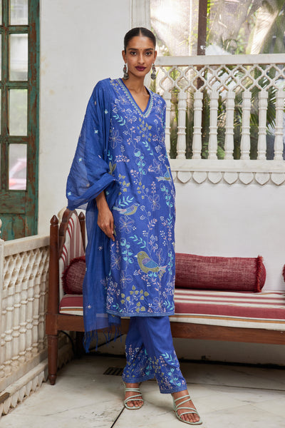 Anita Dongre Vanhi Suit Set Blue indian designer wear online shopping melange singapore