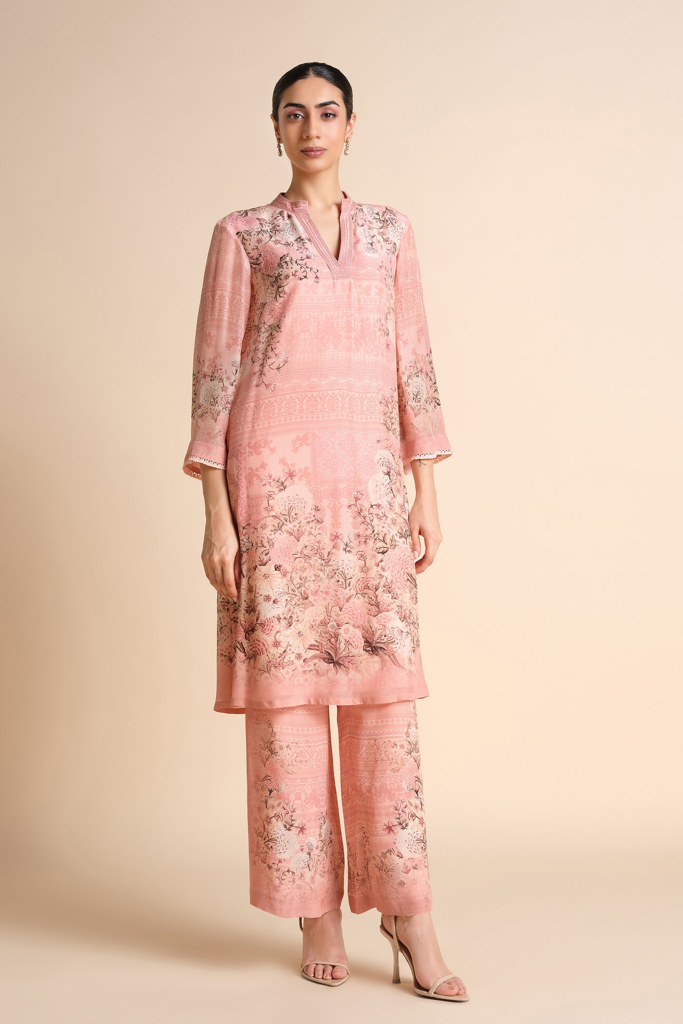 Anita Dongre Vanisa Kurta Set Blush indian designer wear online shopping melange singapore
