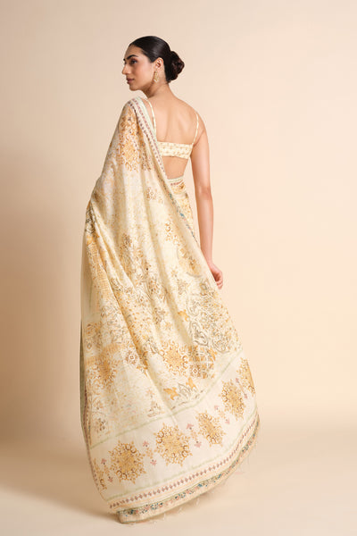 Anita Dongre Vanora Printed Saree Cream indian designer wear online shopping melange singapore
